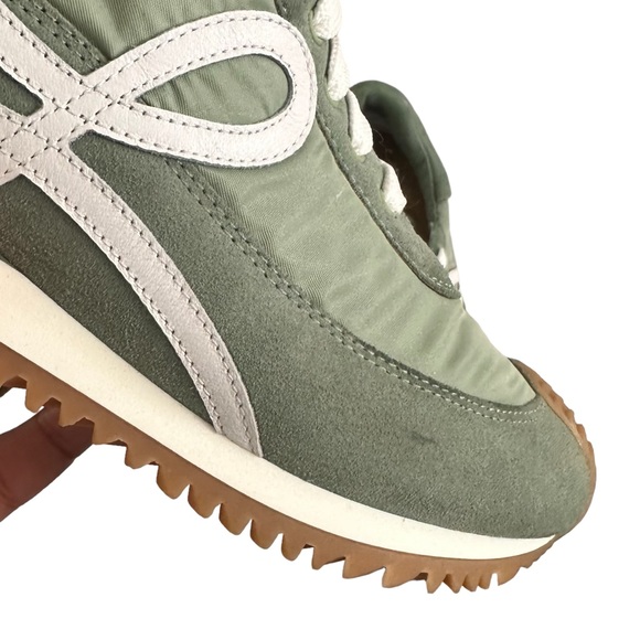 Loewe Women's Flow Logo Leather Trim Suede Sneaker - Pistachio Green 40 EU 10 US - Picture 13 of 15